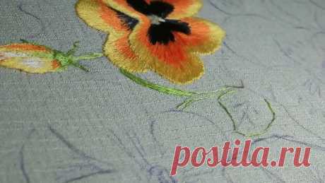 ВЫШИВКА ГЛАДЬЮ - ЛИСТИК - Satin stitch. Embroider leaf