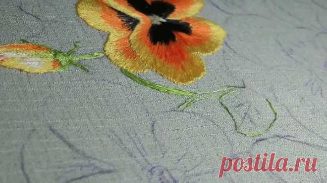 ВЫШИВКА ГЛАДЬЮ - ЛИСТИК - Satin stitch. Embroider leaf
