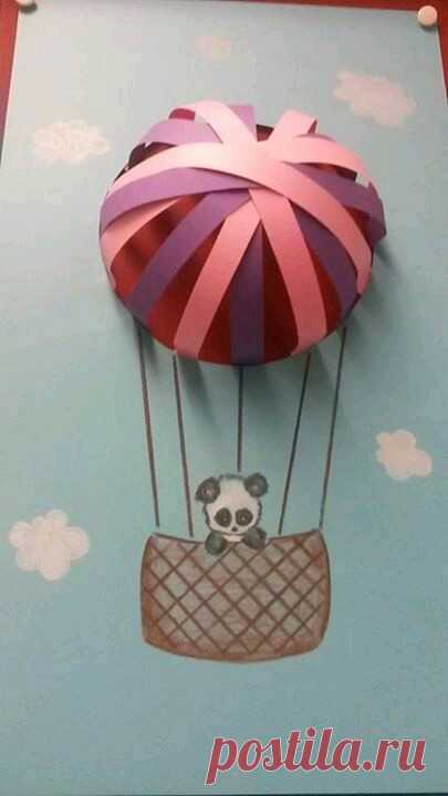 Объёмная аппликация из полосок бумаги.