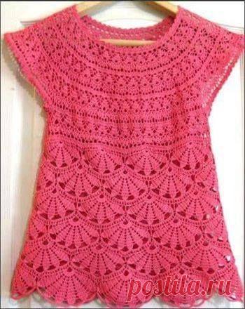 Ажурный узор "веера". Схема вязания крючком