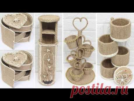 5 Jute craft ideas | Jewellery organizer box with jute