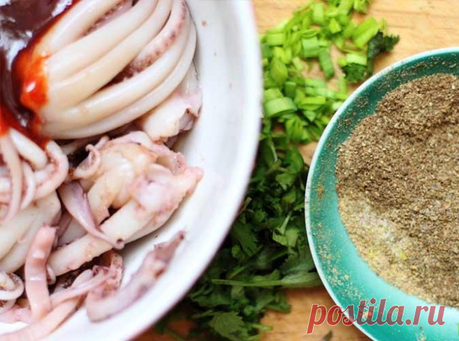 Сахалинская кухня : быстрый и острый кальмар по-восточному | Четыре вкуса