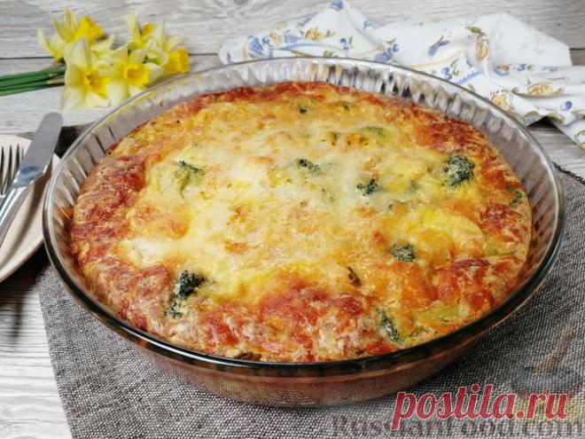 Рецепт: Запеканка с брокколи и цветной капустой в яично-молочной заливке на RussianFood.com