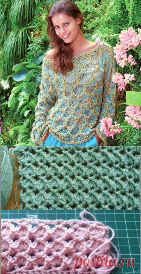 Меланжевый пуловер - Вязаные модели спицами для женщин