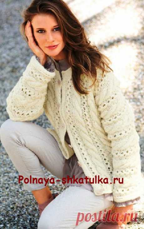 Жакет с ажурным узором | Шкатулка рукодельницы