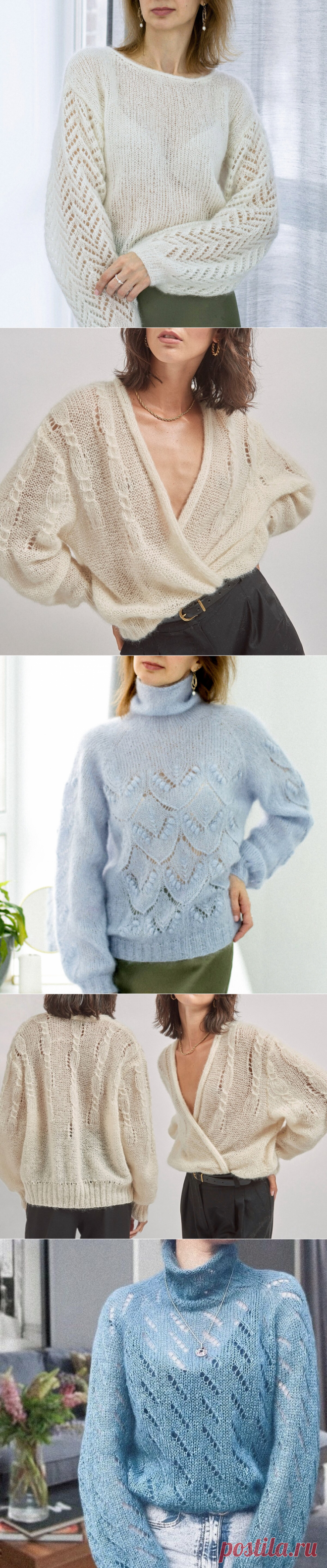 Шикарные мохеровые джемперы и кардиган. Работы рукодельниц и две модели из магазина + схемы | Вяжем вместе! | Яндекс Дзен