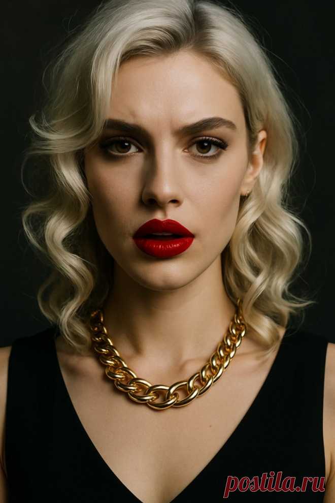 Роковая красотка с алыми губами и белыми локонами. Генерация из нейросети Sora Images - Sora Images примеры промтов - Форум ИИ о нейросетях - Yes Ai