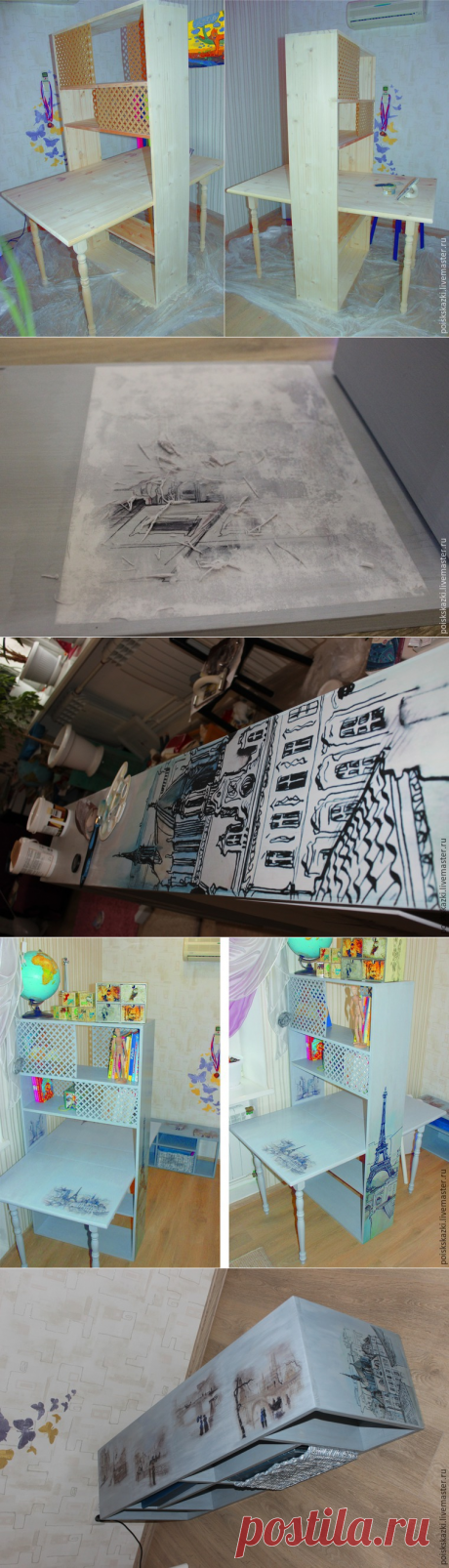 Красим и декорируем деревянный стол-тумбу

Нам понадобятся:

1. Кисти, шпатель.

2. Шпаклевка по дереву.

3. Краска акриловая, коллер.

4. Лак на водной основе.

5. Распечатки для декупажа.