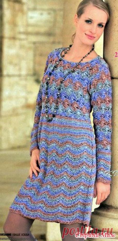 . Узорчатое платье с длинными рукавами. - Все в ажуре... (вязание крючком) - Страна Мам