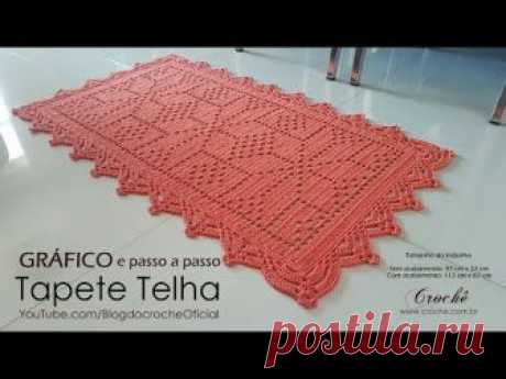 Tapete Telha - Gráfico e passo a passo - 112cm x 67cm (@blogdocroche)