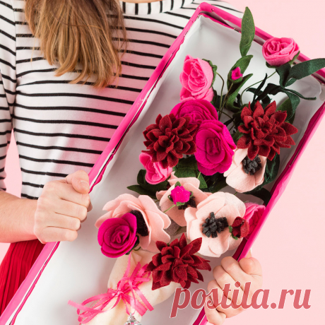 Send Your BFF This Felt Bouquet for Galentine’s Day Create a beautiful Galentine's bouquet that will never go bad!