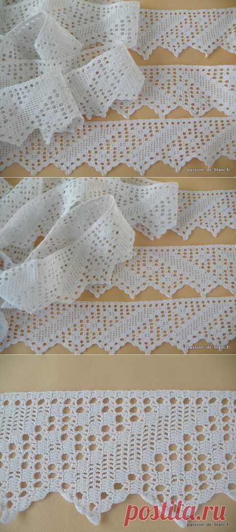 Articles vendus &gt; Monogrammes, dentelles ... &gt; LINGE ANCIEN / Plus de 9 m de large dentelle festonnée réalisée au crochet dart - Passion de Blanc - Broderie ancienne - Antique &amp; Vintage French linen