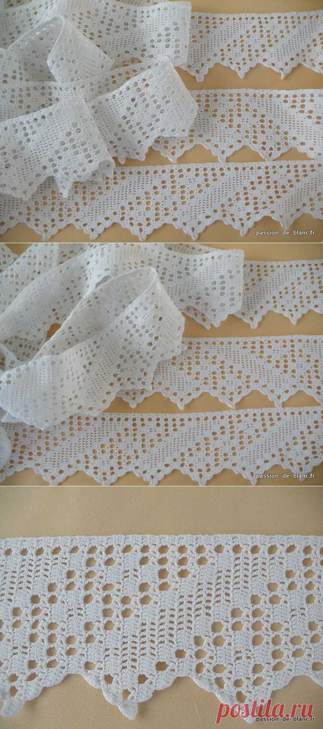 Articles vendus > Monogrammes, dentelles ... > LINGE ANCIEN / Plus de 9 m de large dentelle festonnée réalisée au crochet dart - Passion de Blanc - Broderie ancienne - Antique & Vintage French linen