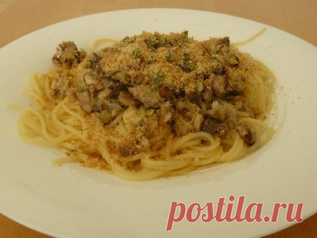 Спагетти с сардинами и сухариками — рецепт с пошаговыми фотографиями на Foodclub.ru