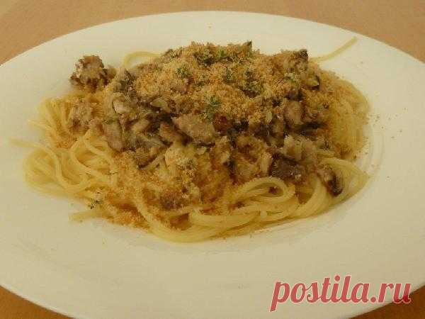 Спагетти с сардинами и сухариками — рецепт с пошаговыми фотографиями на Foodclub.ru