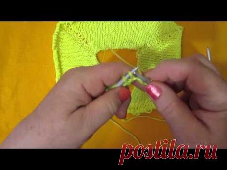 Вязание реглана с V образным вырезом по кругу - YouTube — Яндекс.Видео