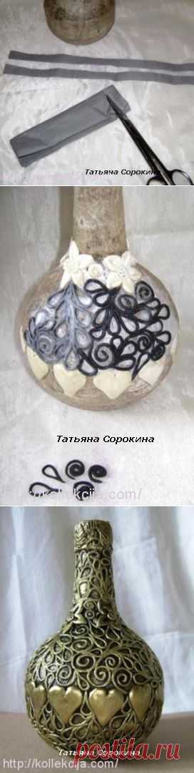 Пейп-арт бутылки. Автор Татьяна Сорокина. | Своими руками &#8212; интернет журнал