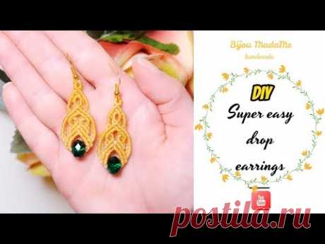 DIY super easy drop macrame earrings | Easy macrame earrings tutorial for beginners