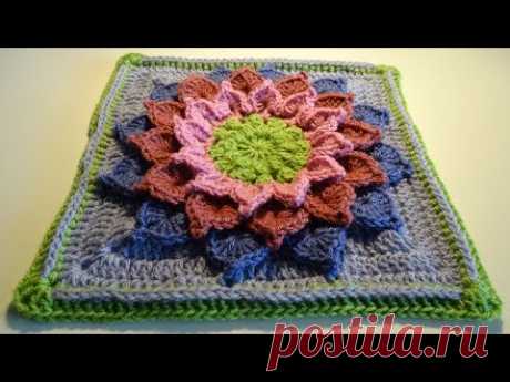 Crochet 3D Flower Square nr4