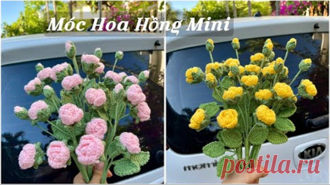#208 How to crochet a small rose | Móc Hoa Hồng Mini, Móc Hoa Hồng Tỉ Muội | Dương Liễu Handmade