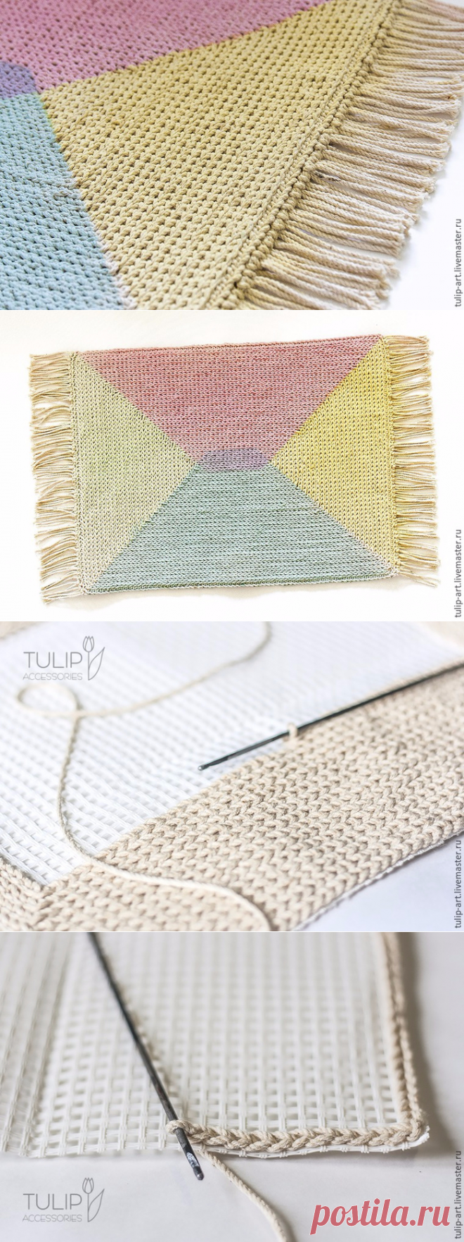 Вяжем по канве уютный коврик