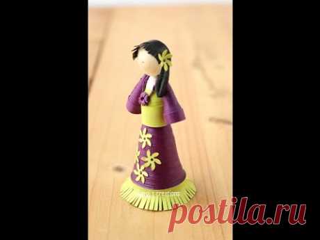 How to make a simple and cute quilling doll/Quilling doll Tutorial