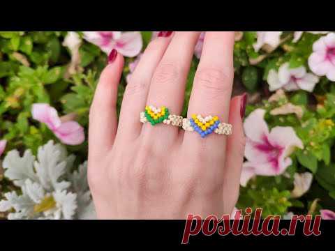 Кольцо из бисера с СЕРДЦЕМ / Украшения из бисера - YouTube