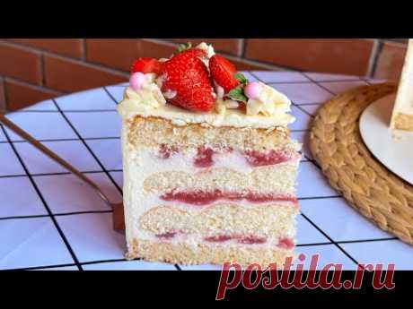 ЛЕТНИЙ🍓 торт КЛУБНИЧНЫЙ ТИРАМИСУ 🍰 Я-ТОРТодел❤️