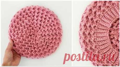 Вяжем красивый берет крючком на любой размер. Мастер-класс! 💙 Beautiful crochet beret