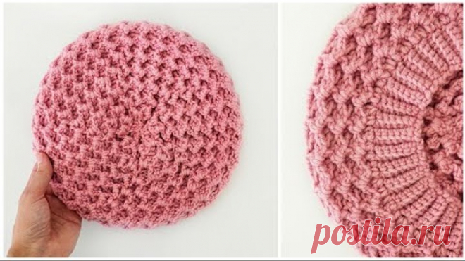 Вяжем красивый берет крючком на любой размер. Мастер-класс! 💙 Beautiful crochet beret