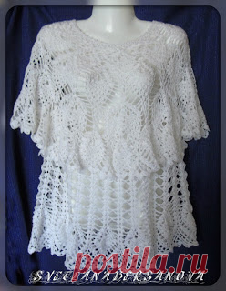 Вязание крючком и спицами/Crochet and knitting: Вяжем крючком - кофточка с широкой круглой кокеткой