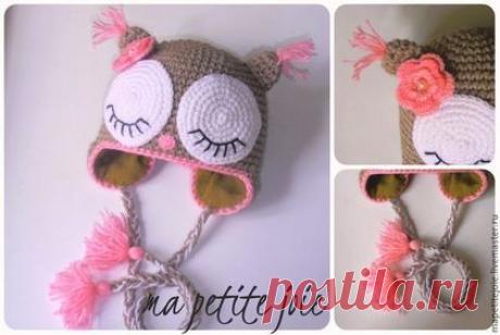 Купить шапочка для девочки "совушка" - шапочка, шапочка для девочки, шапочка сова, шапочка вязаная