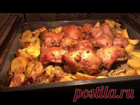 350.  Куриные ножки с картофелем в духовке. Быстро и вкусно.