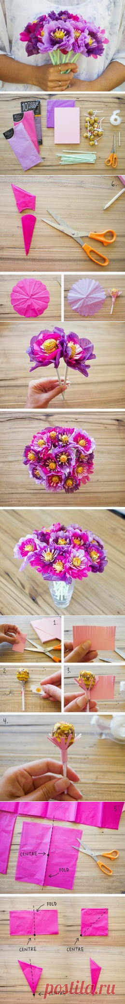 Чупочупсовый букет: вкусная красота — Сделай сам, идеи для творчества - DIY Ideas