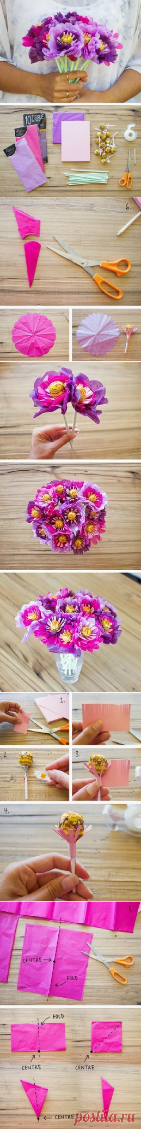 Чупочупсовый букет: вкусная красота — Сделай сам, идеи для творчества - DIY Ideas