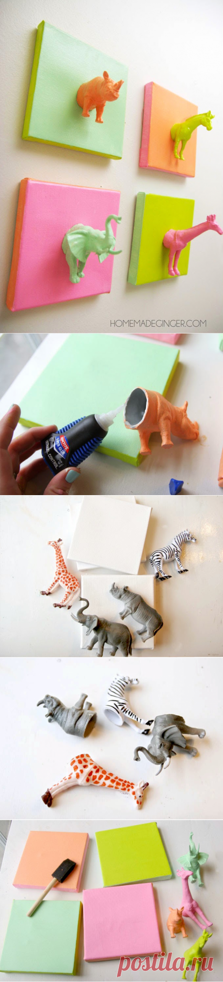 Мини-пластиковые животные DIY холст искусства - Mod Толстяк Скалы