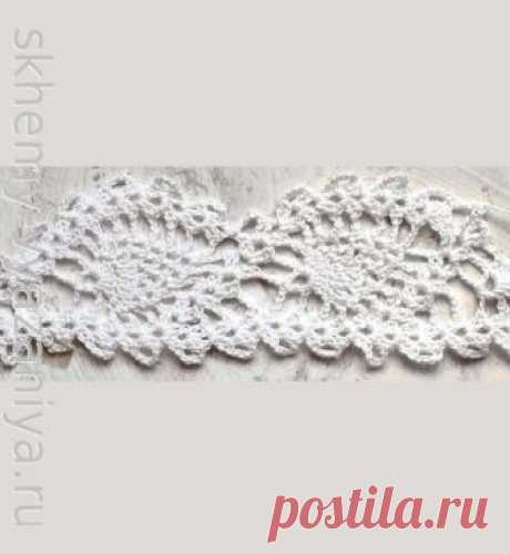 Узор крючком: ажурная кайма с ананасами крючком | Схемы-Вязания.ру Узор для вязания крючком ажурная кайма с ананасами крючком - скачать на сайте Схемы-Вязания.ру
