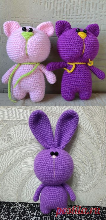 Котик и зайчик амигуруми крючком | Hi amigurumi