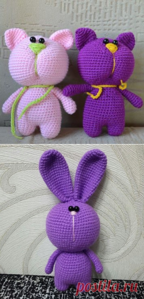Котик и зайчик амигуруми крючком | Hi amigurumi