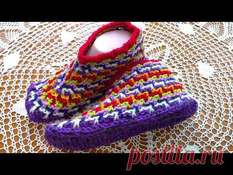 Носки следы а двух спицах Подробный мк