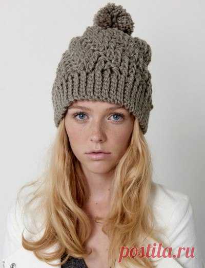 Шапка с узором из рельефных столбиков (Вязание крючком) – Журнал Вдохновение Рукодельницы