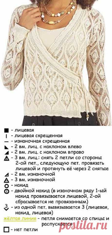 Узор спицами Лист.
