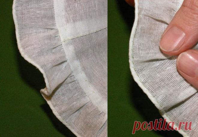 Шитье. Подшивка края взакрутку. МК.