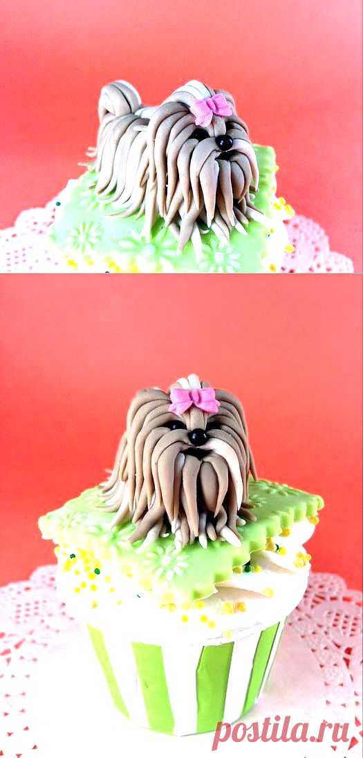 УКРАШАЕМ ТОРТ, СОБАЧКА ИЗ САХАРНОЙ МАСТИКИ.