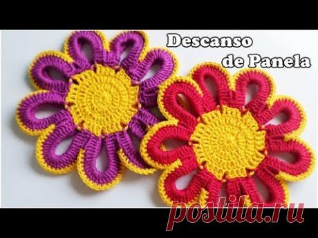 Descanso de Panela em Crochê - Flor