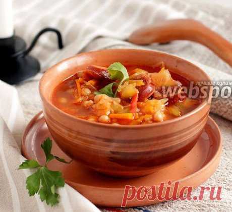 Фасолевый суп с кислой капустой и колбасками