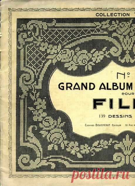 Книга"Edouard Boucherit - Grand album de modeles pour Filet №3 1908" (декоративное вязание крючком)