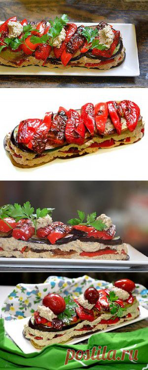 Чесночно-ореховый салат с баклажанами и перцем