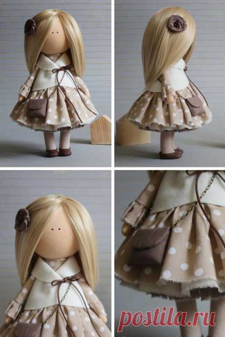 Rag doll blonde grey colors Handmade doll Tilda doll Decor | Etsy