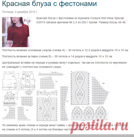 Красная блуза с фестонами